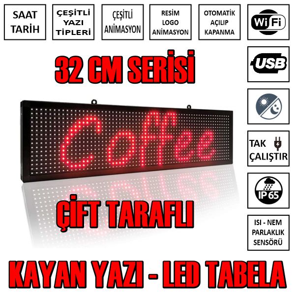led-32cmC Kayan Yazı Çift Taraflı 32 cm Serisi